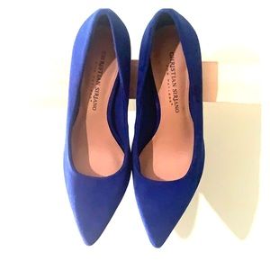 Blue suede heels